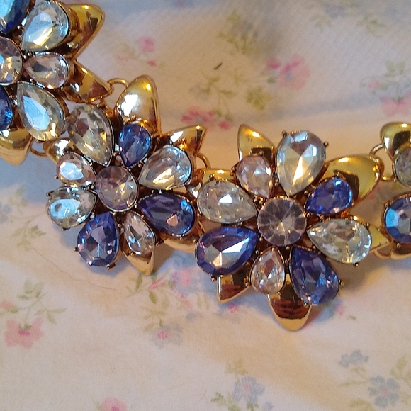 SugarFix by BaubleBar 2 tone blue and clear rhinestone statement necklace. NWOT - Picture 2 of 5